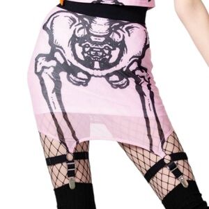 Killstar Pink Skeleton Garter Mini Skirt 💀🎀